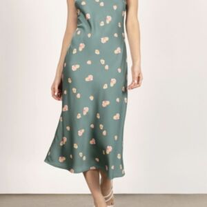 Lush Wome'sGreen Sheath Midi Dress for Weddings Size M